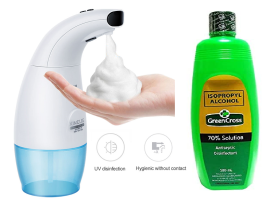 Automatic Foam Soap Dispenser + Isopropyl Alcohol 70% 500ml