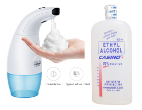 Automatic Foam Soap Dispenser + Casino 70% Ethyl Alcohol  500ml