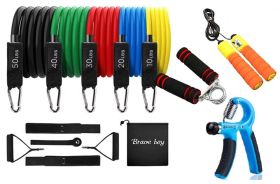 14 in 1 Resistance Band Set+Foam HandleGrip+Skipping+Adjustable HandGrip