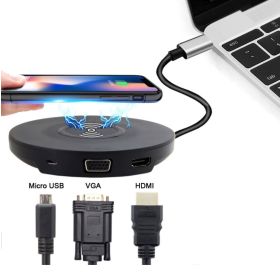 USB-C TO HDMI + VGA + WIRELESS CHARGER
