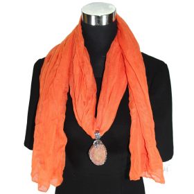 Fashion scarf Necklace A1-SN42 Silver Border