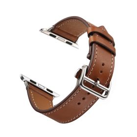 Folding Buckle Leather Band For Apple Watch 38mm and 40mm - Brown