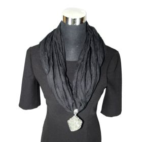 Fashion Scarf Necklace Black - A1-SN44