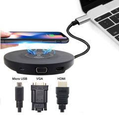 USB-C TO HDMI + VGA + WIRELESS CHARGER